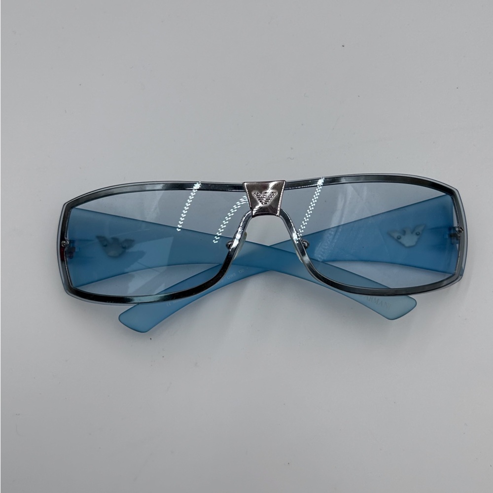 Vintage Emporio Armani Light Blue Eyewear Shield Sunglasses